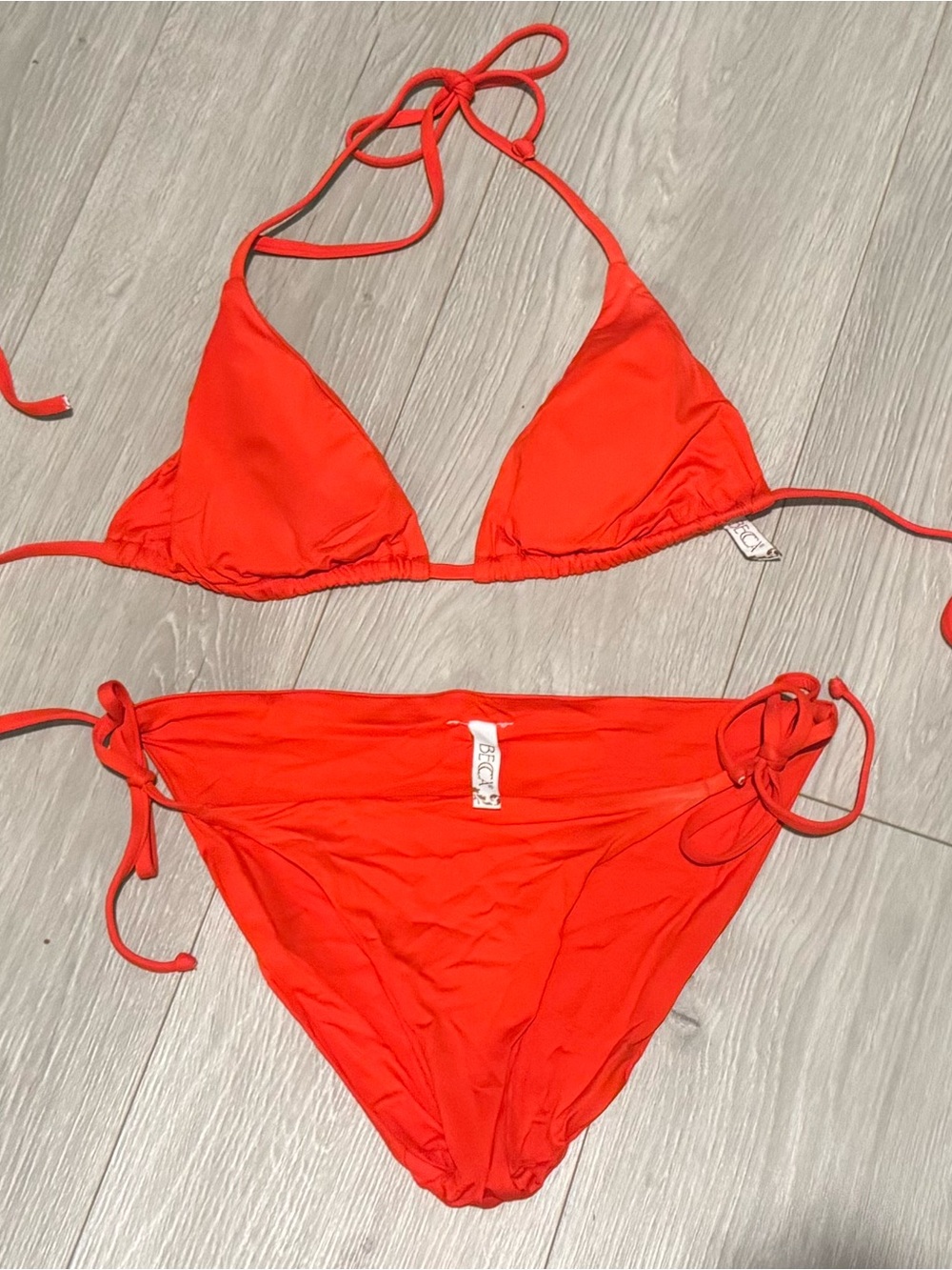 Becca Red Triangle Tie-Side Bikini Set Small
